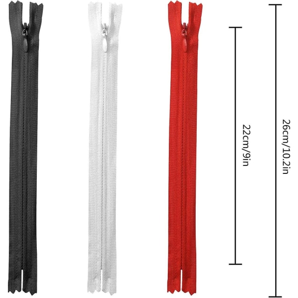 60 stk. usynlige nylon glidelåser, 9 tommer fargerike syglidelåser for skreddersøm (20 forskjellige farger)