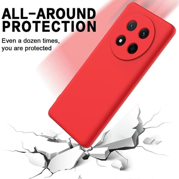 Flydende silikone telefoncover med håndrem til Honor Magic7 Lite 5G Red