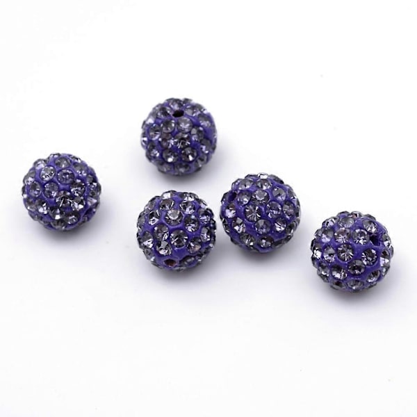 10 kpl polymeerisavi päällystetty strassikivillä Disco Ball -helmet Tansaniitti PP13 (1,9~2 mm) 6 riviä strassikiviä 10 mm Reikä: 1,5 mm
