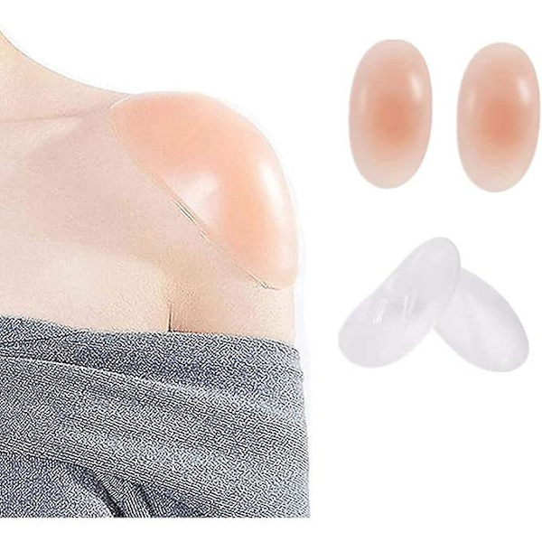 2 par silikon axelkuddar, återanvändbara osynliga halkfria axel push-up kuddar skin white