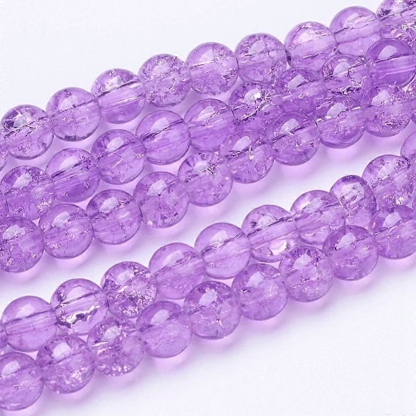 20 tråder spraymalte crackle glassperler, runde, blåfiolette, 6 mm hull: 1,3~1,6 mm, ca. 133 stk/tråd, 79,8 cm
