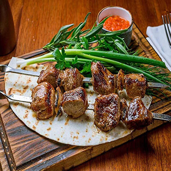 Kebabspett 10 st Rostfritt Stål Grillspett Set Platt Metall Grillspett för Kött Grönsaker