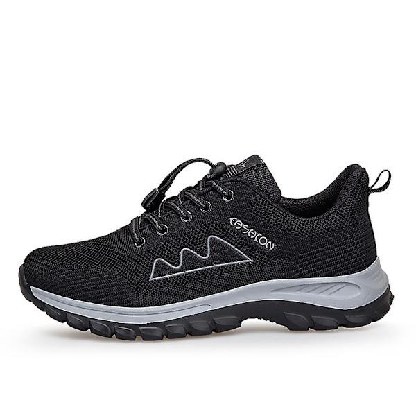 Løpesko for menn og kvinner, lette og pustende gåsko, atletiske motesneakers 3D212 Black EU 41