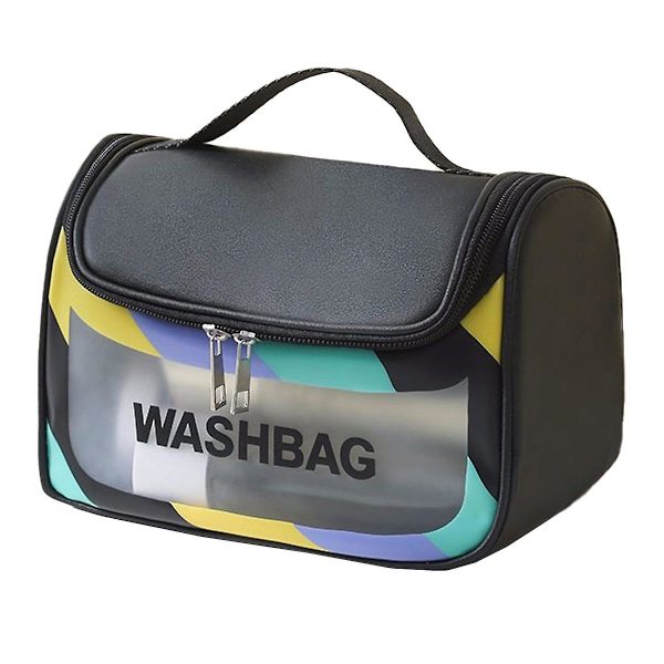 Genomskinlig reseförpackningskub/genomskinlig PU/pvc-påse, transparent multifunktionell väska black