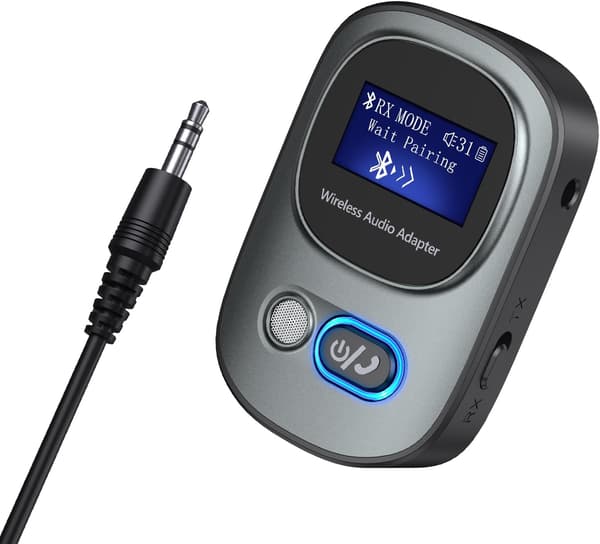 Bluetooth 5.3 Sändare och Mottagare Bluetooth-adapter Ljud med LED-display Handsfree Samtal 3.5mm Bluetooth Aux-adapter