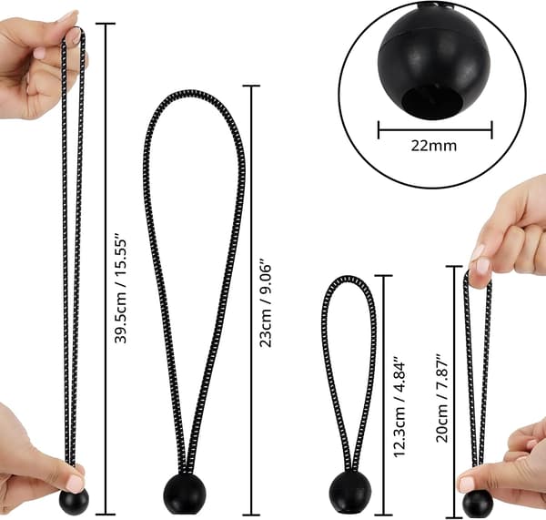 Belle Vous 50-pak sorte og holdbare gummistropper med kugler - 2 størrelser - Elastiske bindestropper