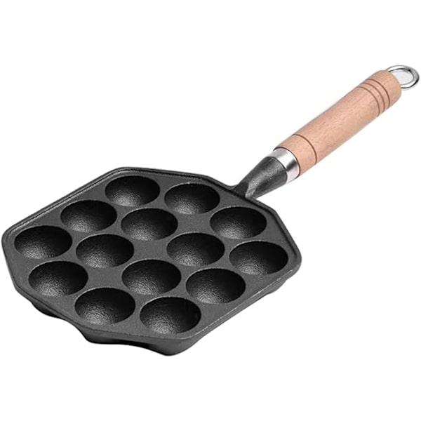 Takoyaki-panna med 14 hål nonstick gjutjärn bläckfisk köttbollar tillverkare med avtagbart handtag stekpanna boll bakplåt