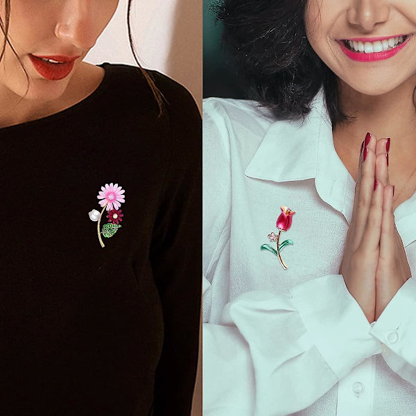 4 st eleganta blombroscher broschnålar för kvinnor strass pärla broschnålar och mode ros kavajslag broschnålar för kvinnor flickor fest vardagliga smycken
