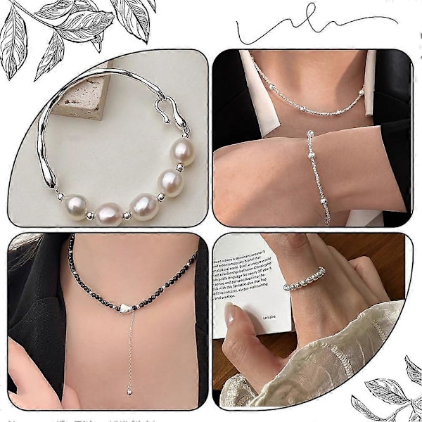 1 Ask 50 st 5mm Runda Distanspärlor Sterling Silver Lösa Pärlor Små Hål Distanspärlor Fynd