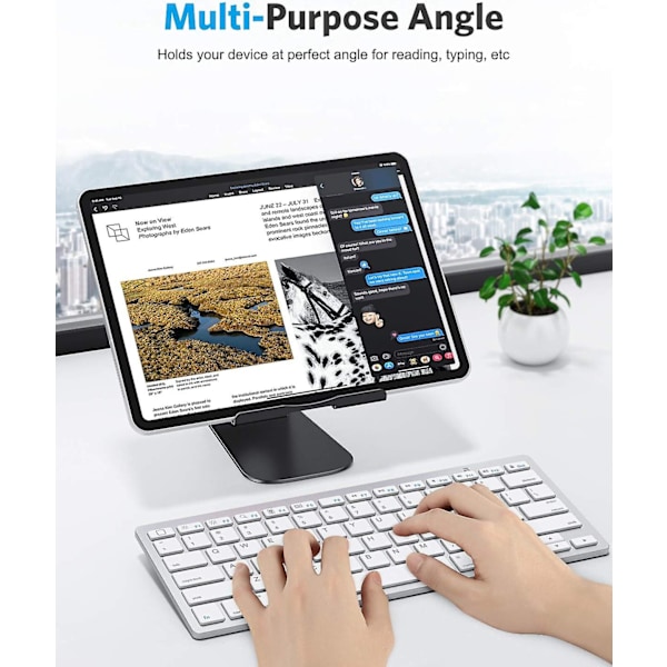 Säädettävä tablettiteline, minimalistinen alumiininen pöytätablettitelakka, yhteensopiva uuden iPad 10.9/10.2 iPad Pro 12.9/11, iPad Air 5/Mini 6 -mallien kanssa, musta