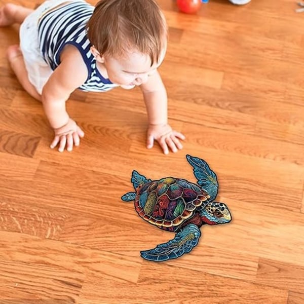 Turtle Pussel för vuxna, Wood Turtle Puzzle,Träpussel Vuxen sköldpadda - Utmanande leksak havssköldpadda formad färgglada trä pussel för vuxna