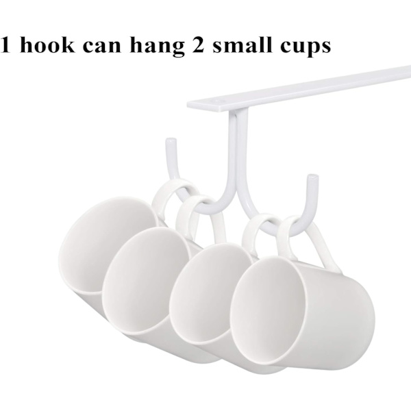 Mocoum Mugghållare under skåp, Rustik Mugghållare Organizer Rack Kopphållare under hylla 12 Hängande Krokar Rack för Muggar White
