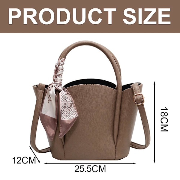 Ny Håndveske Messenger Bag Pu Lær Bærbar Bøtteveske khaki