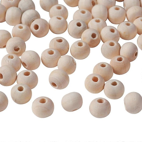 3000 st Naturliga Obehandlade Träpärlor Runda Träpärlor Lösa Pärlor Distanspärlor för Hantverk Blyfria Mokassin 8 mm Hål: 2 mm