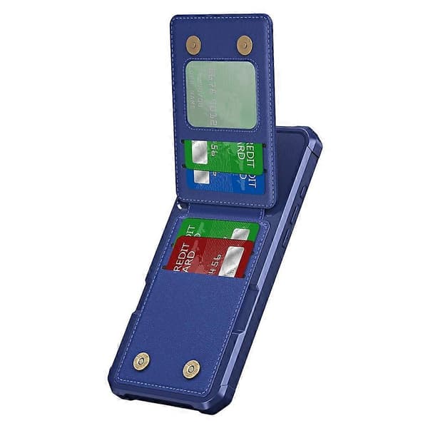 Telefonfodral för iPhone 16 Pro med kortplats och stativfunktion i PU+TPU - Roséguld Dark Blue