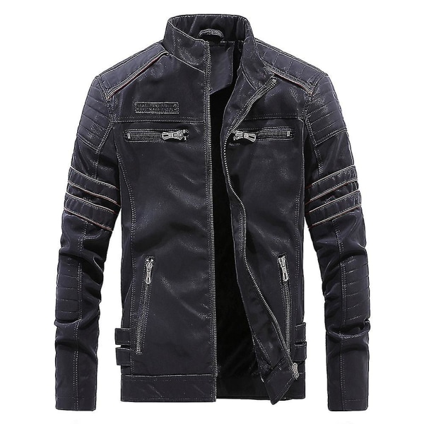 Outwear Fleece Läder Herr Vintage Motorcykel Retro Biker Läder Ytterkläder Jackor L A