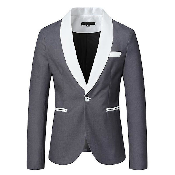 Miesten rento bleiseritakki, slim fit, tyylikäs pukutakki Grey S