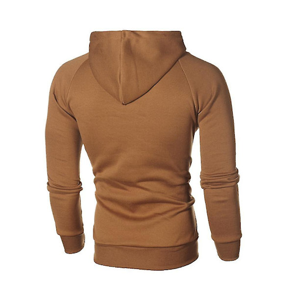 Herr Hoodie med dragsko, långa ärmar, sidodragkedja, aktiv kofta, sweatshirt XL Camel