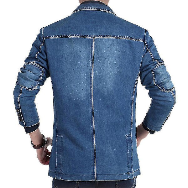 Kavaj i denim med krage och flera fickor för vardagsbruk Light Blue M