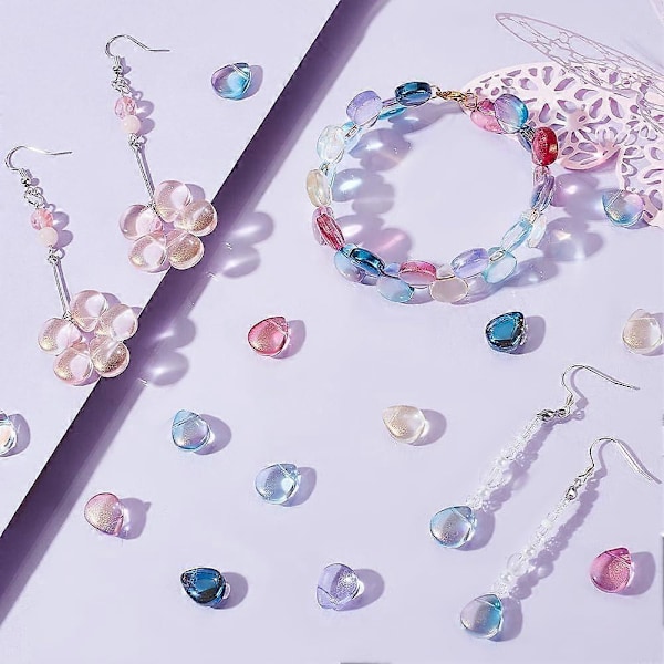 150 stk. 10 farver Transparente spraymalede perler Glitter Krystal Løse perler Dråbeformede perler Charms Topborede glasafstandsstykker til DIY håndværk