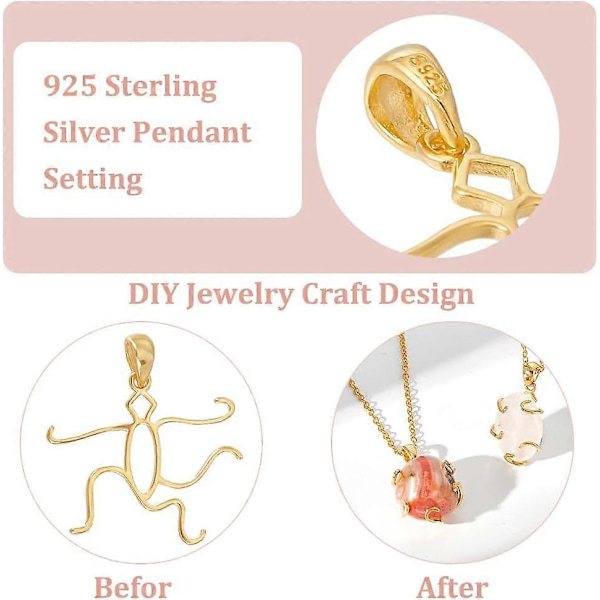 2 stk. 925 Sterling Sølv 5 Klør Prong Anheng Blankt Twist Anheng for Nuggets Anheng DIY Halskjede Smykkelaging