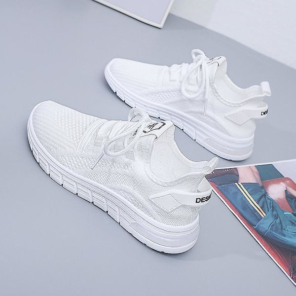 Dame Sneakers Åndbare Flyvende Vævede Løbesko Fra7701 White EU 41