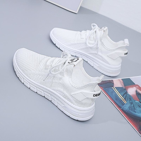 Naisten hengittävät lenkkarit, Flying Woven juoksukengät Fra7701 White EU 39