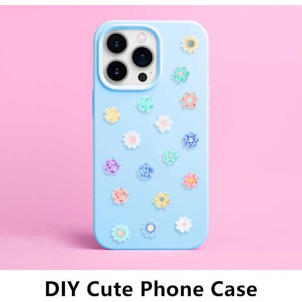 200 st Resinblommor Dekorationer 4 Stilar Mini Blommor Berlocker Flerfärgade Kabokonger Pärlor för DIY Handgjorda Hantverk Material Telefon