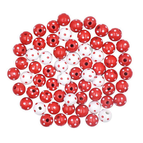 60 st DIY träpolka prickar runda pärlor boll DIY charms, 14 mm diameter, blandade färger