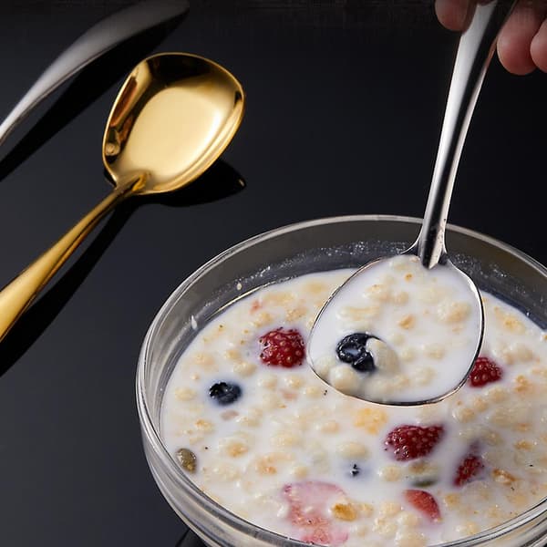 Rustfrit Stål Kvadratiske Skeer, Ris Skeer, Suppe Skeer, Spejlpoleret, Bestik Sæt Af 3 (sølv) m