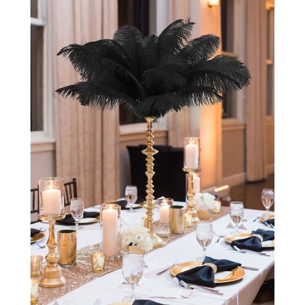 Svarta strutsfjädrar Bulk - 10 stycken tillverkningssats 28 tum långa stora fjädrar för hantverk Vas Centerpieces Fjäderlampa Bröllopsfest Pack Flower Arr