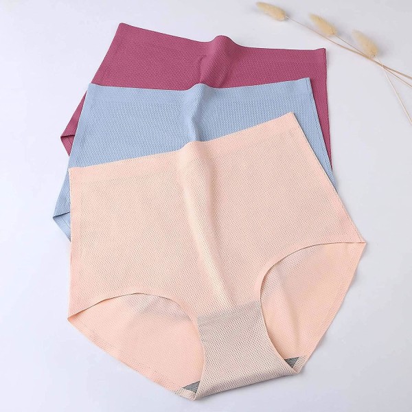 Dam Fashion Panties, Sexiga Underkläder Leopard Print Solid Color Ice Silk Seamless Panties Style 2 L