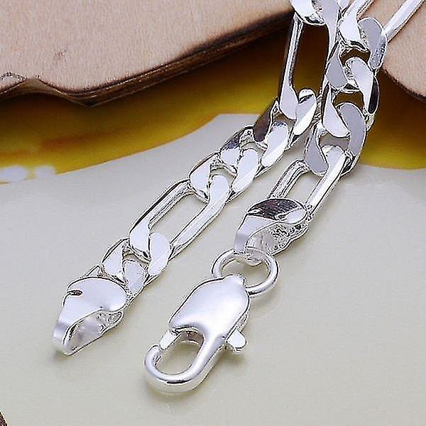 Smykker 925 Sterling Sølv 6mm Flad Sideværts Kædearmbånd Til Unisex Mand Kvinde Gave