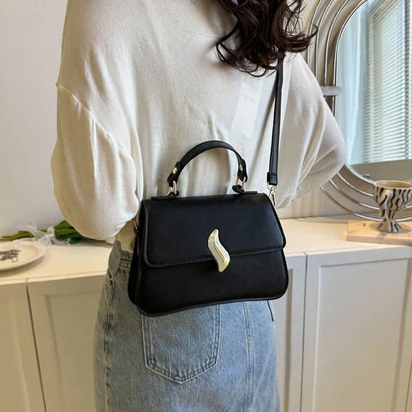 Kunstlæder tasker og håndtasker Retro håndholdte små firkantede tasker af kunstlæder black