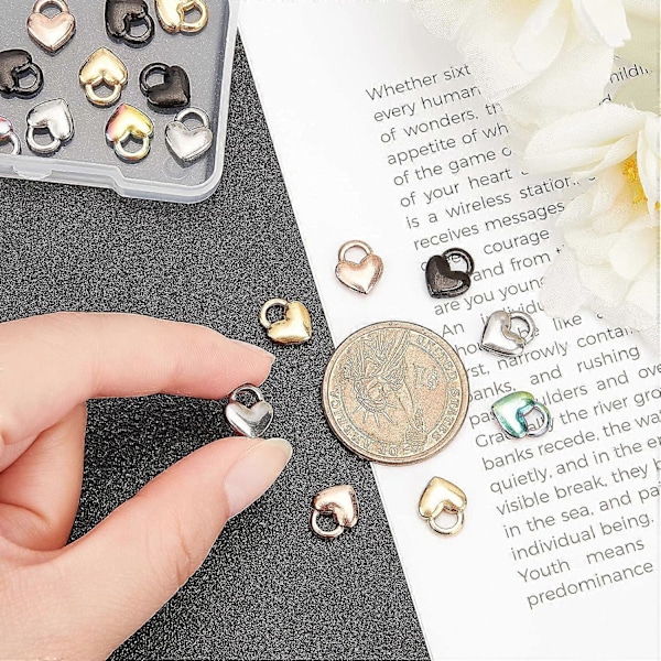 20 stk. Hjerte Lås Anheng Charms Stort Hull Rustfritt Stål Charm Metall Glatt Anheng for Smykkelaging 10.5mm