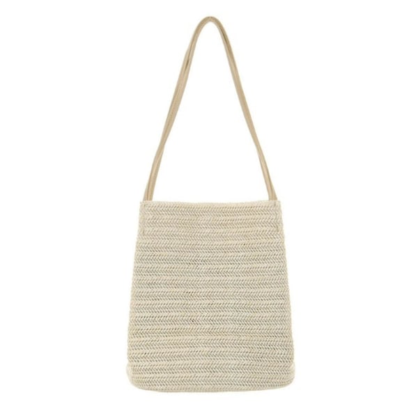 Damväska i enfärgad axelväska Casual vävd strandväska för pendling och semester Light Beige