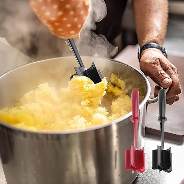2 stykker kødhakker og hakker, manuelle hakkere, køkkenværktøjer, multifunktionelle varmebestandige non-stick køkkenredskaber (sort, rød)