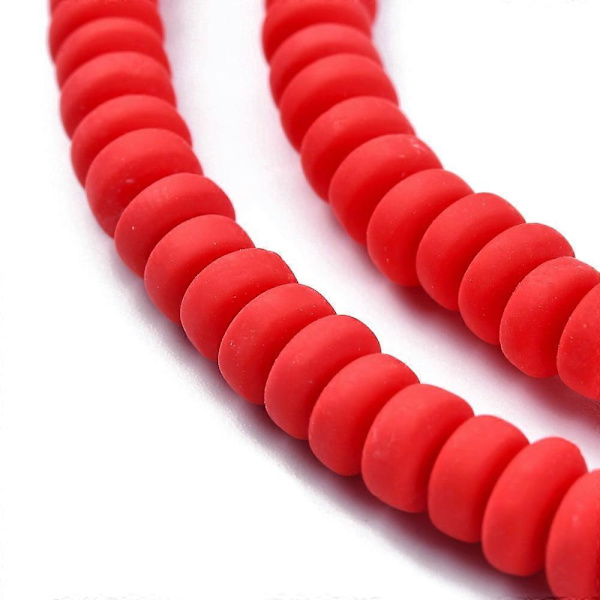 1 Säie Käsintehtyjä Polymeerisavihelmiä DIY-korujen askartelutarvikkeisiin, litteä pyöreä punainen 6~7x3mm Reikä: 1.5mm noin 113~116kpl/säie 15.55 tuumaa~16.1