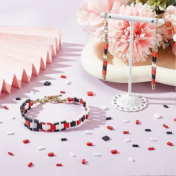 180 stk. 3 Størrelser 3 Farger Tila Perler 2 Hull Frøperler 5x2 5x5mm Flate Håndverksperler Japanske Glass Løse Avstandsperler for Stabelbar Smykker Vennskapsarmbånd