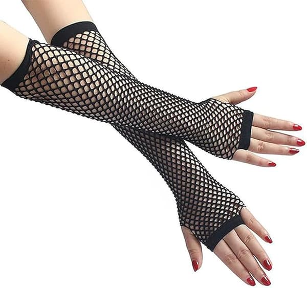 Unisex Lange Fiskenet Handsker, Sort, One Size