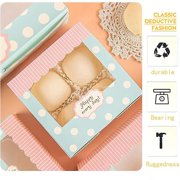 12 stk. Heilwiy Papir kakeeske for hulrom Muffins Cupcake Bakverk Emballasje Gaveesker Gave