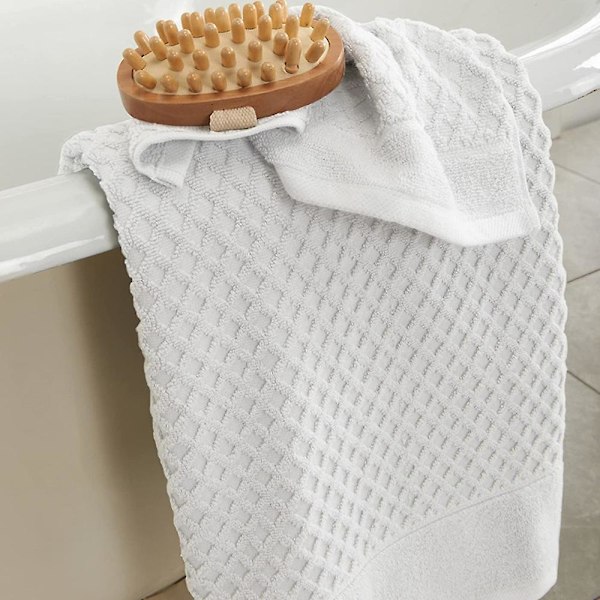 100% bomulls handdukar i ringblomma, 3 mjuka handdukar för badrum, mycket absorberande (set om 3) Creamy rice