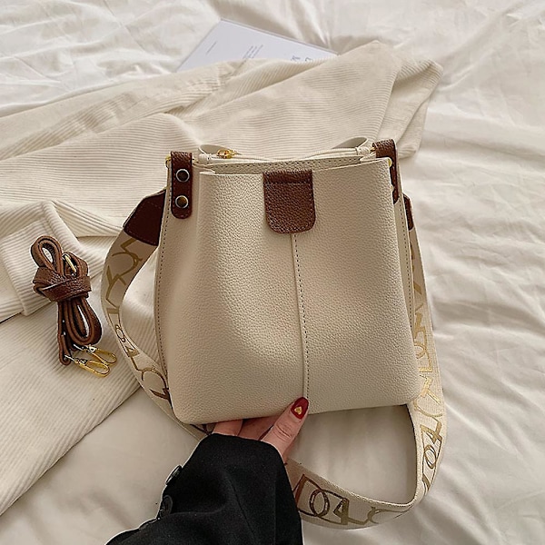 Fashion Läder Väska Ny Joker Axelväska Mode Retro Hög Sense Slung Hink Väska white