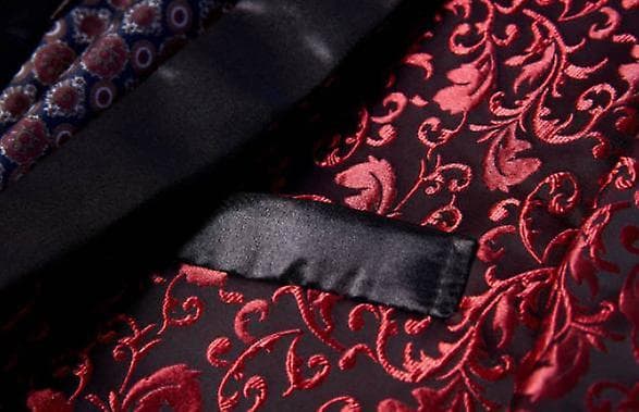 Herr Floral Lapel Blazer Kostym Tryck Middag Smoking Kavaj red s