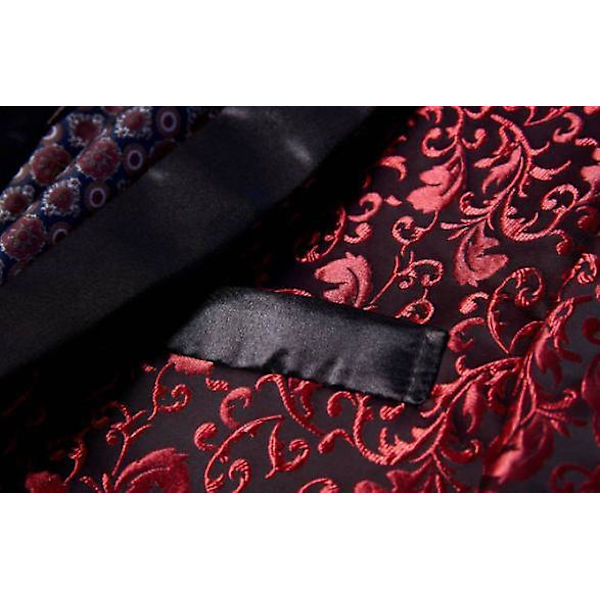 Herre Blomstret Revers Blazer Jakkesæt Print Dinner Smokingjakke red s