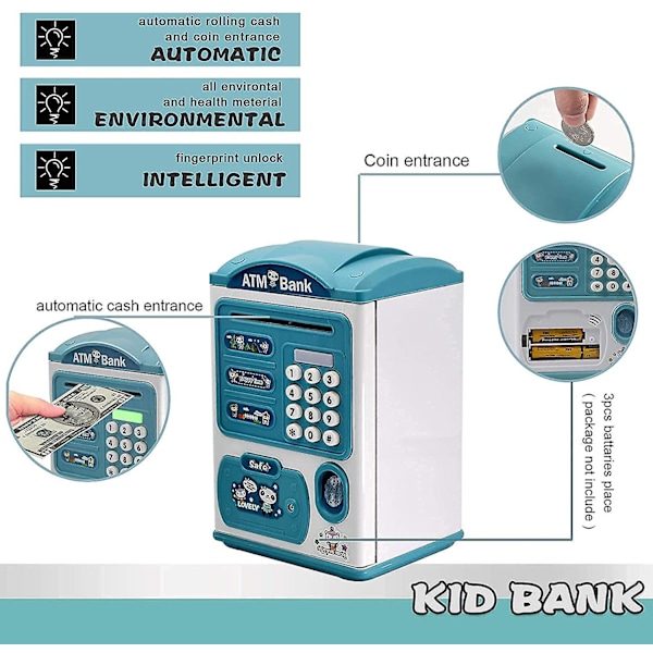 Elektronisk spargris Atm Auto-scroll Cash Coin Lösenord Säker Spargris Leksaker