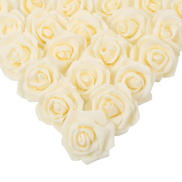 3cm Tekoruusu Kukkapäät Hääkoriste (maitomainen valkoinen) 50PCS