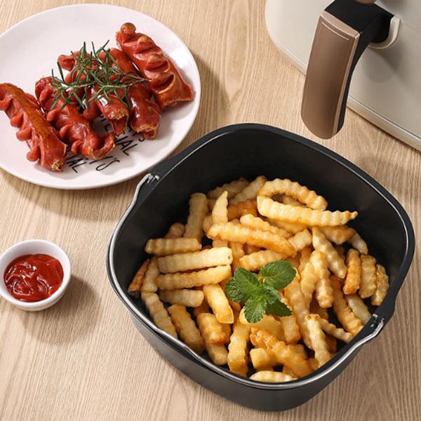 varmluftsfritös bakform för HD9925 HD9860 HD9905/01 Airfryer tillbehör, 18 cm kvadratisk järn luft fryer kakform luftfritös kakpanna kakfat ersättning