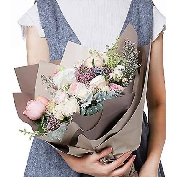 Dubbelsidigt blomsteromslagspapper Vattentät presentförpackning Blomsterhandlare Bukettmaterial 20 ark 23,6x23,6 tum (5)