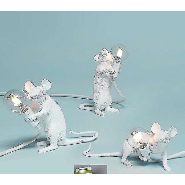 Bordlampe Muse Rotte Bordlampe Dyre Rotte Muse Bordlampe Hvit For Hjemmeinnredning white c EU PLUG
